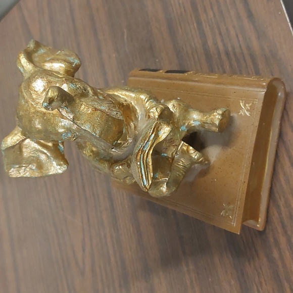 Vintage Brass & Ceramic Elephant reading a book - Picture 2 of 6